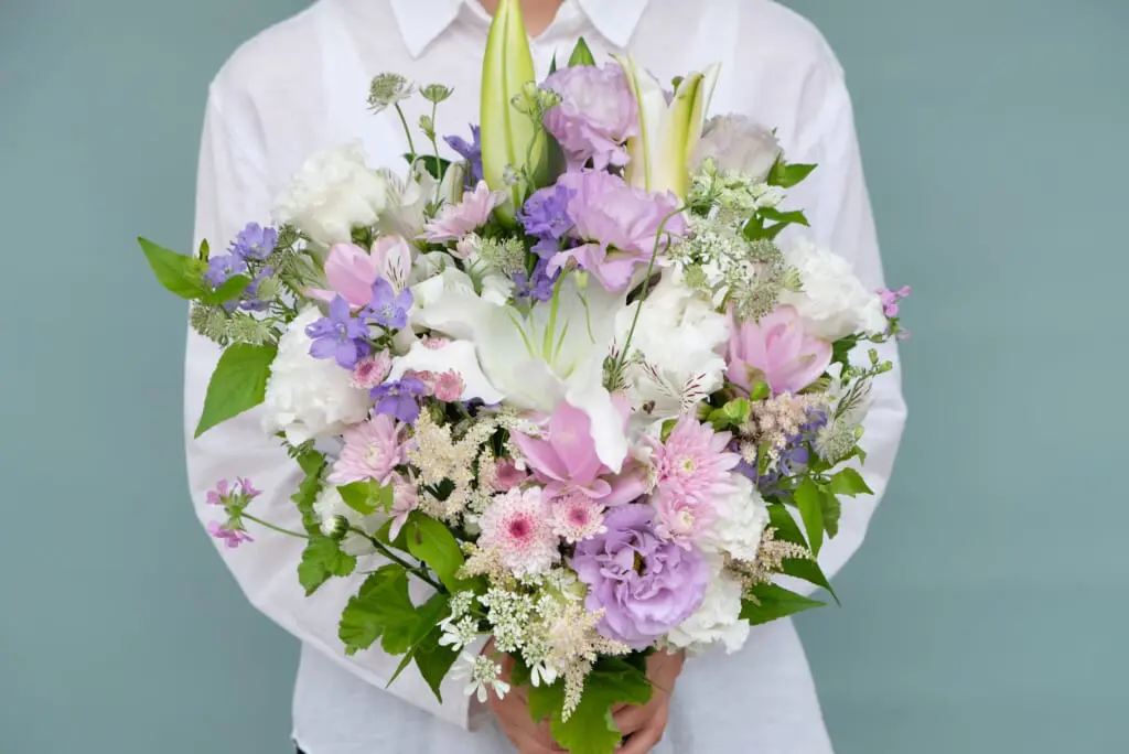 花束】お供え花 白・ピンク紫_L - 花の店凜【SHOP】